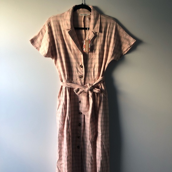 Roller Rabbit peach plaid light-weight flannel belted Emery dress. - Picture 1 of 7